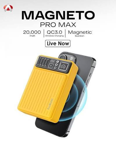 Audionic Magneto Pro Max Wireless Powerbank | 20000 mAh Power bank | Portable powerbank | Type C Input | Polymer Battery | 1 year brand warranty